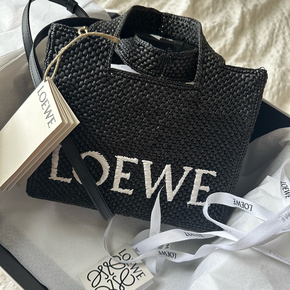 Loewe Black Structured Tote with Woven Texture